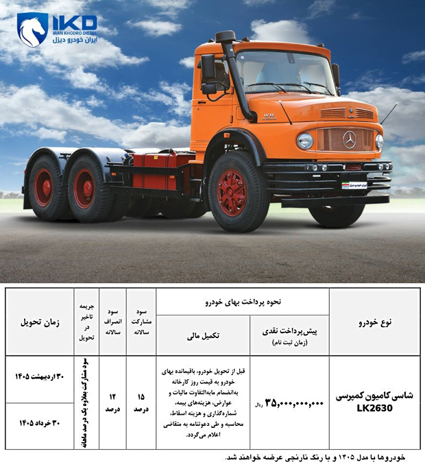 فردا اجرا می‌شود طرح پیش‌فروش کامیون واگن هود LK2630 توسط ایران‌خودرو دیزل
